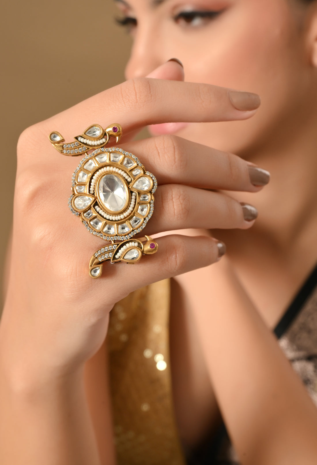 Elegant Peacock Charm Ring Delight