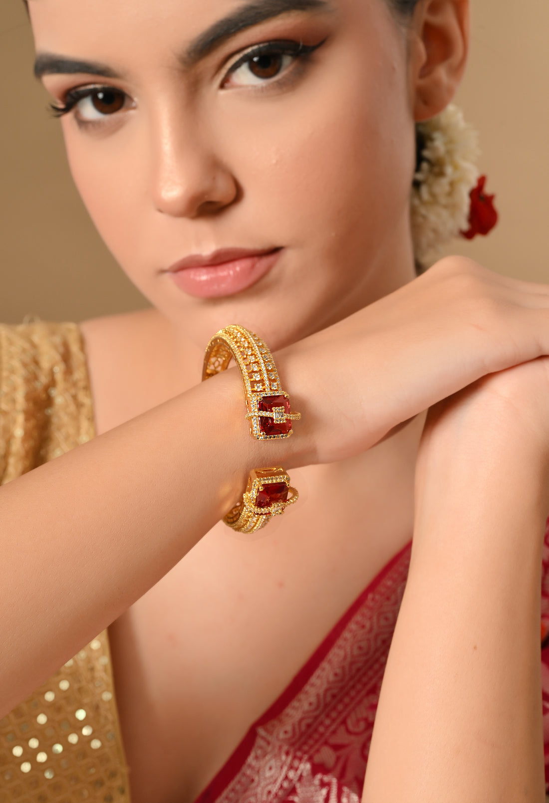 Radiant Ruby Elegance Bracelet Set