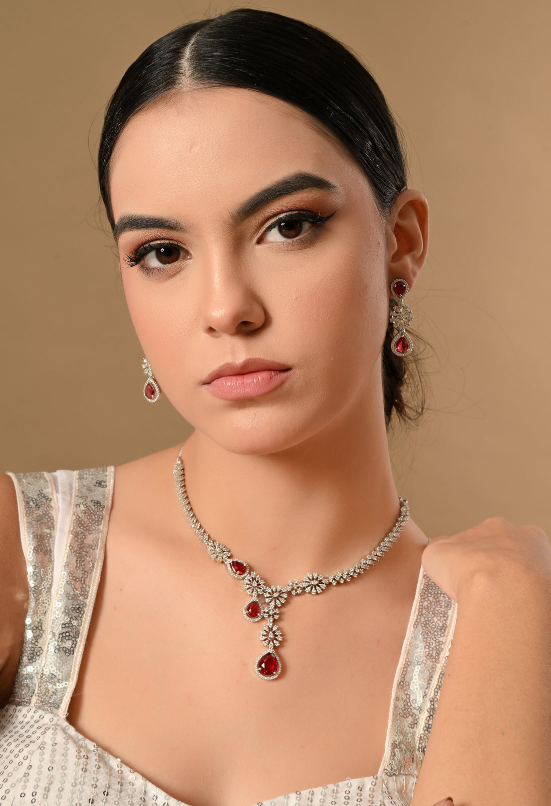 Glistening Ruby Floral Elegance Set