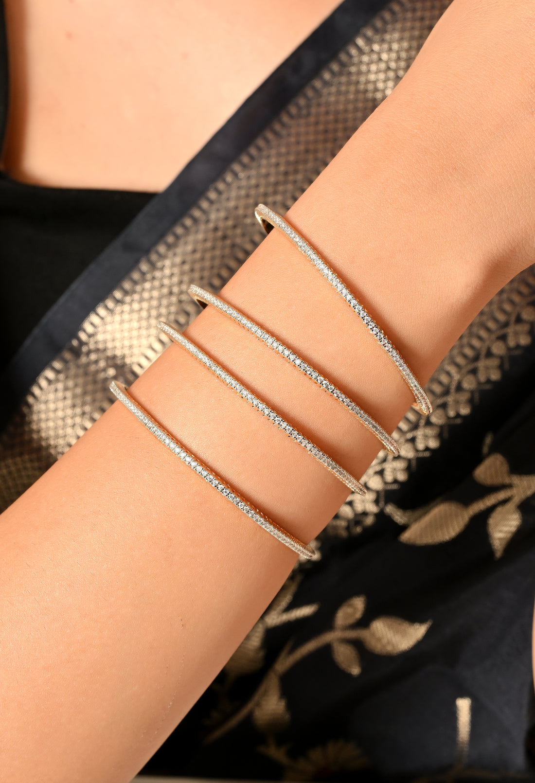 Enchanting Diamond-Studded Bangle Set