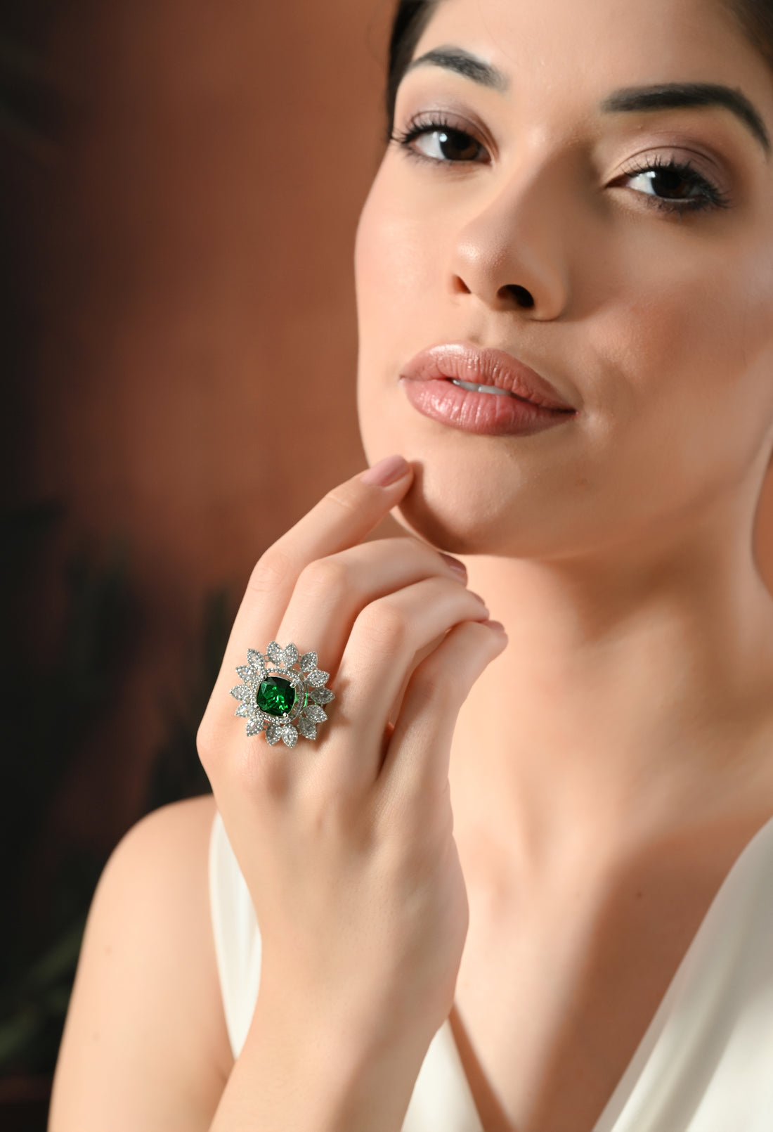 Emerald Radiance Blossom Ring