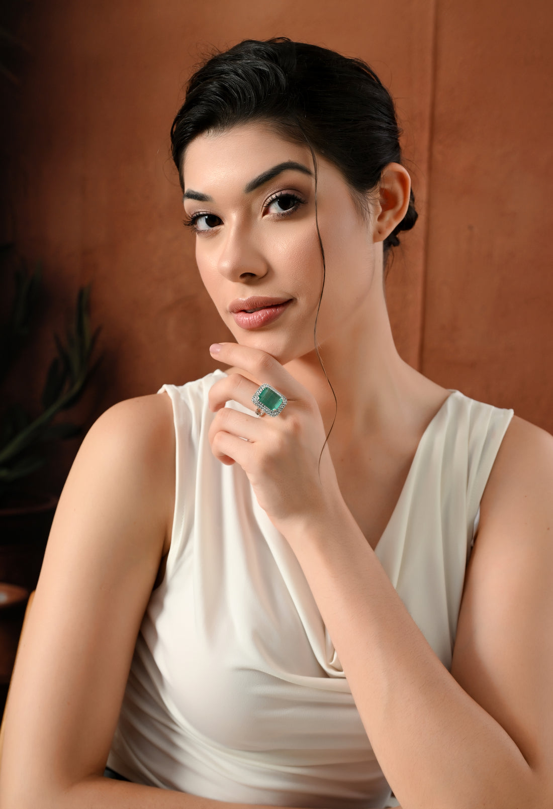 Majestic Green Crystal Statement Ring