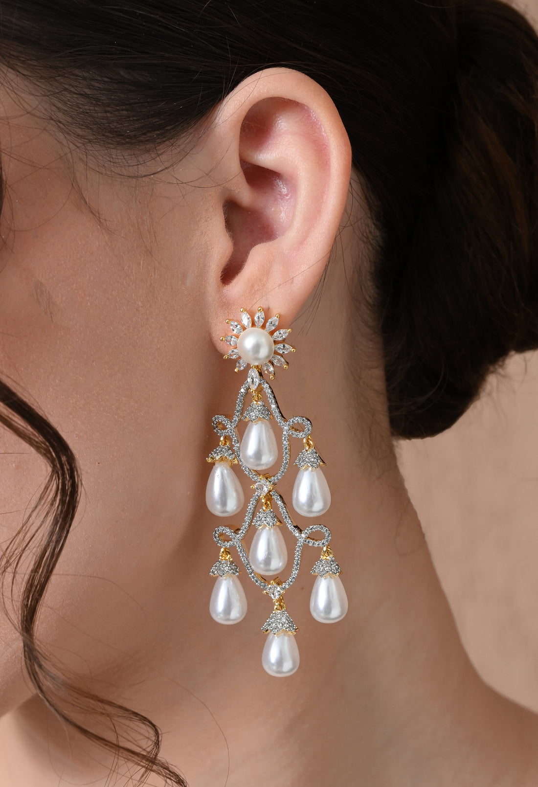 Elegant Pearl Cascade Dream Earrings
