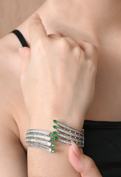 Elegant Emerald Cascade Bangle Bracelet