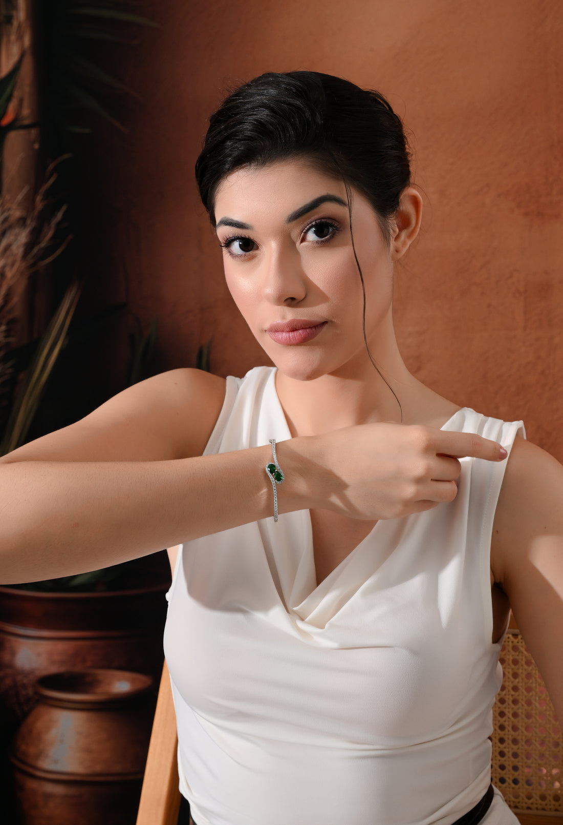 Emerald Elegance Sparkle Charm Bracelet