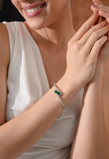 Emerald Elegance Sparkle Charm Bracelet