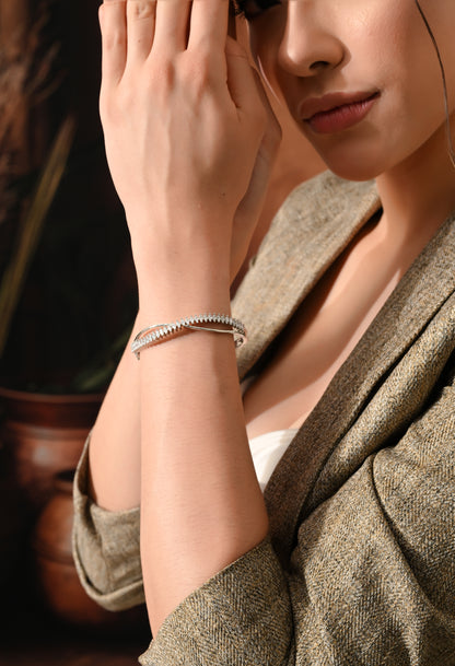 Elegant Silver Twisted Cuff Bracelet