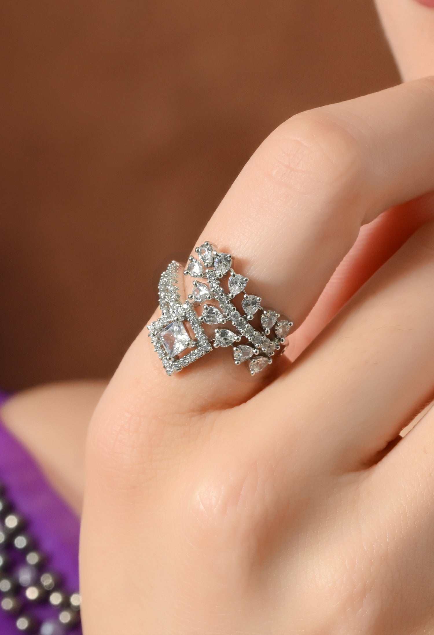 Elegant Crystal Starry Night Ring