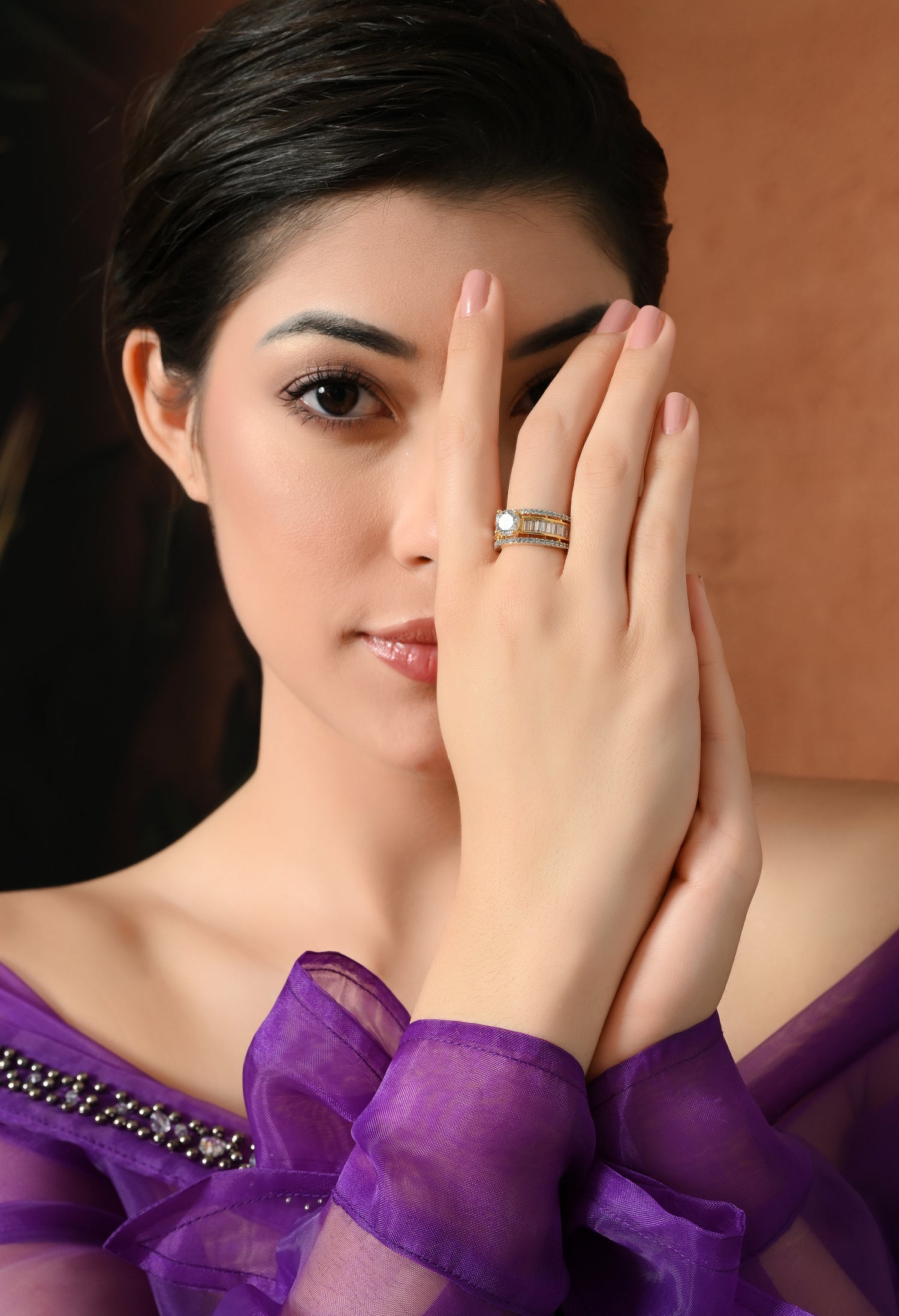 Golden Sparkle Crown Wedding Ring