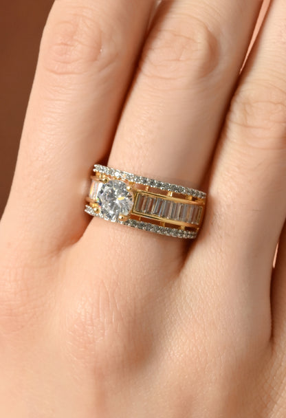 Golden Sparkle Crown Wedding Ring