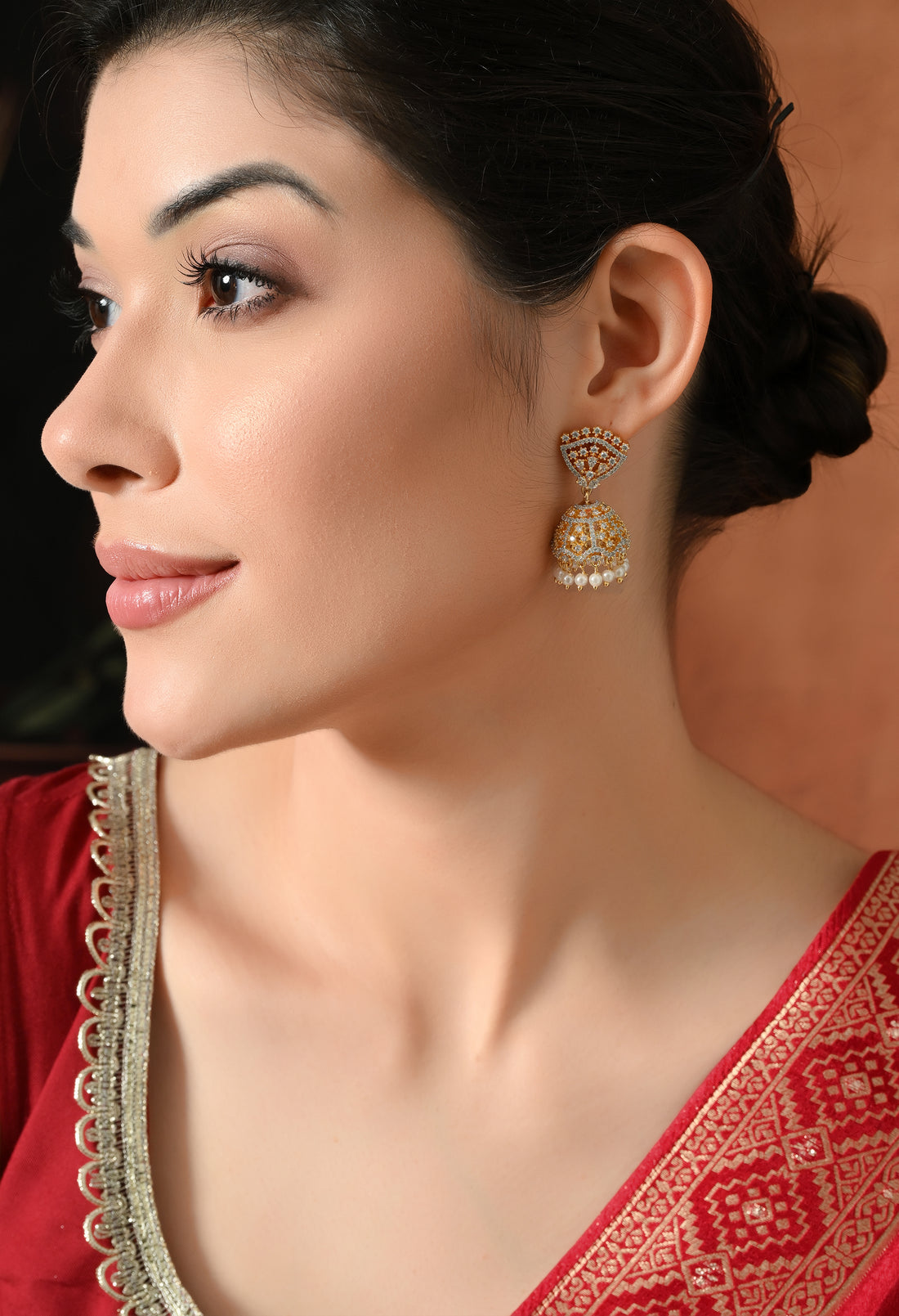 Royal Glow Golden Jhumka Earrings