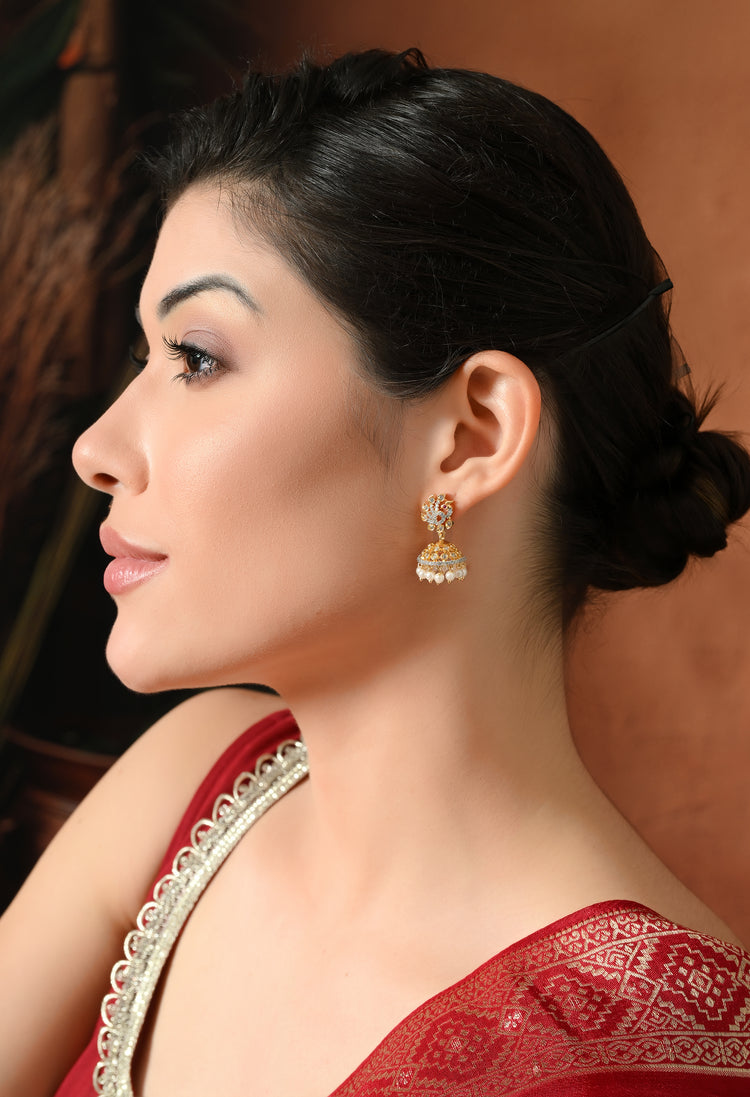 Radiant Glow Pearl Jhumkas For Woman