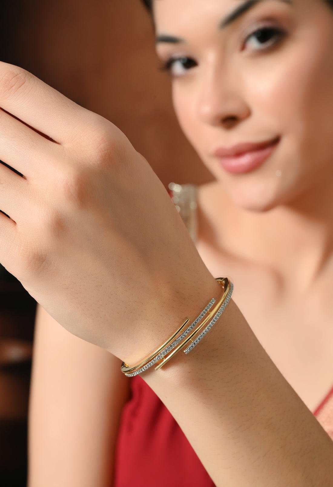 Elegant Sparkling Dual Lines Bracelet