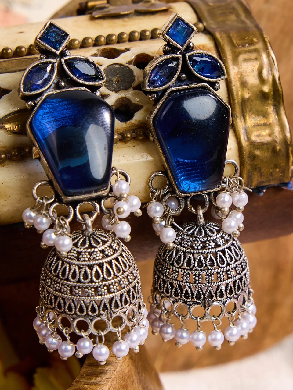 Sapphire Stardust Jhumkas