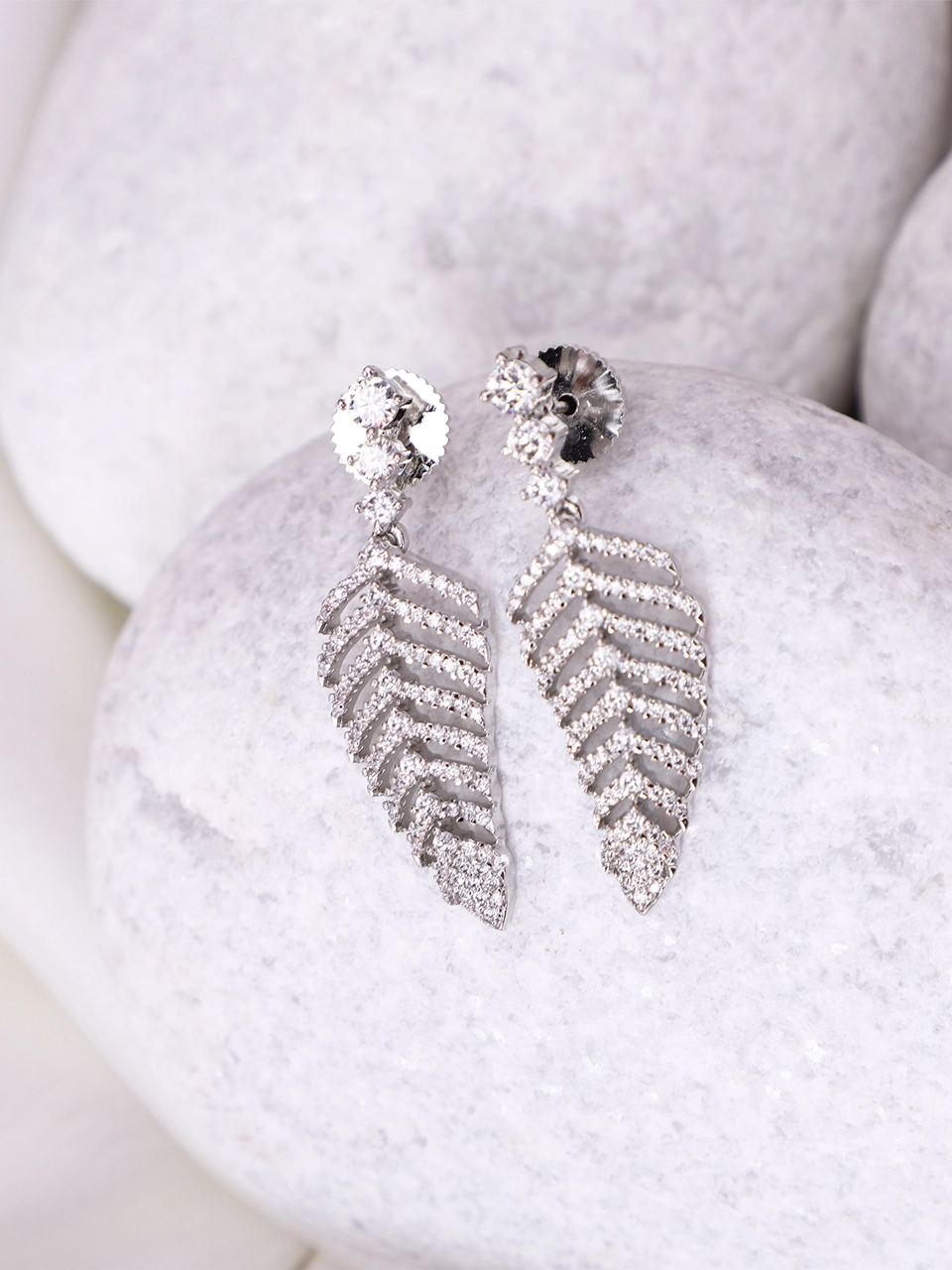 Silver Leaf Teardrop Earrings