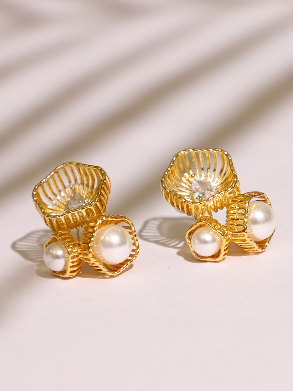 Anaya Pearl Basket Earrings