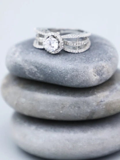 Ahana Silver-plated Ring with Zirconia Stones