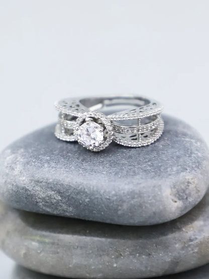 Ahana Silver-plated Ring with Zirconia Stones