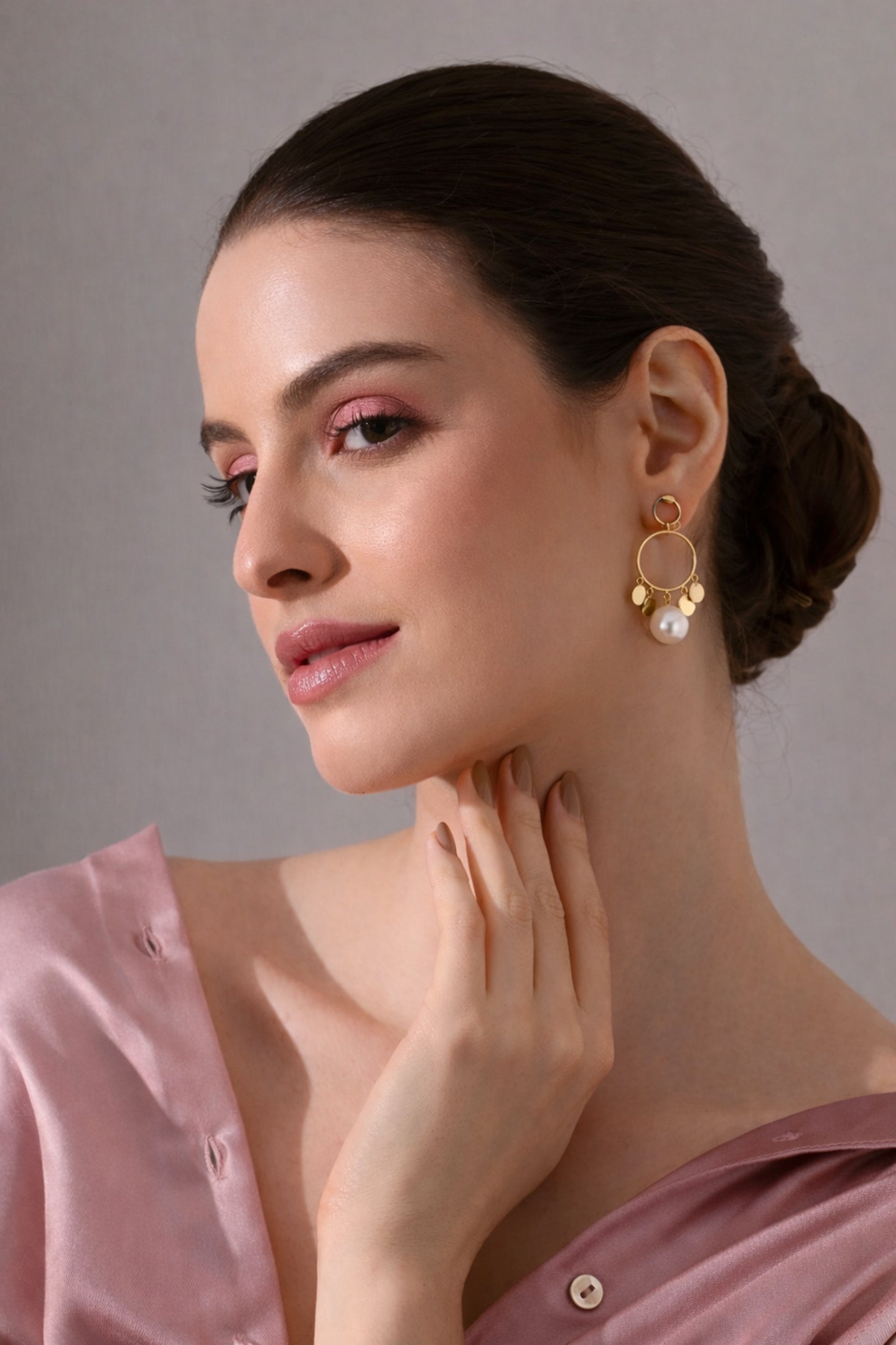 Golden Chaand Baali with Akoya Pearls