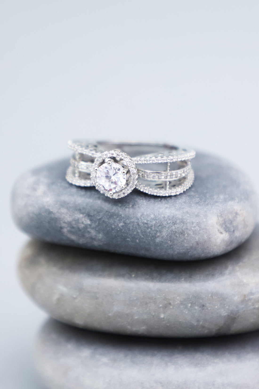 Ahana Silver-plated Ring with Zirconia Stones