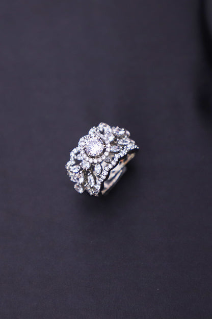 Ayesha Silver-plated American Diamond Ring
