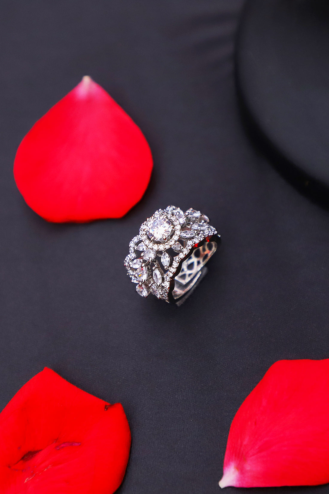 Ayesha Silver-plated American Diamond Ring