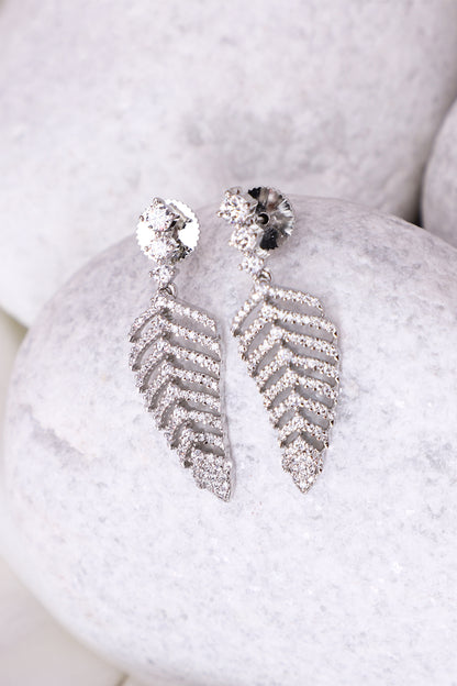 Silver Leaf Teardrop Earrings