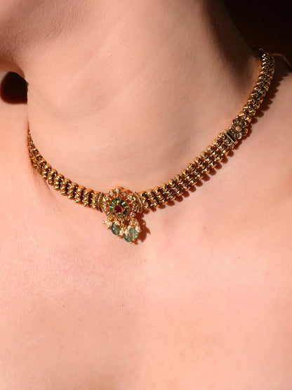 Emerald Rosette Choker Set