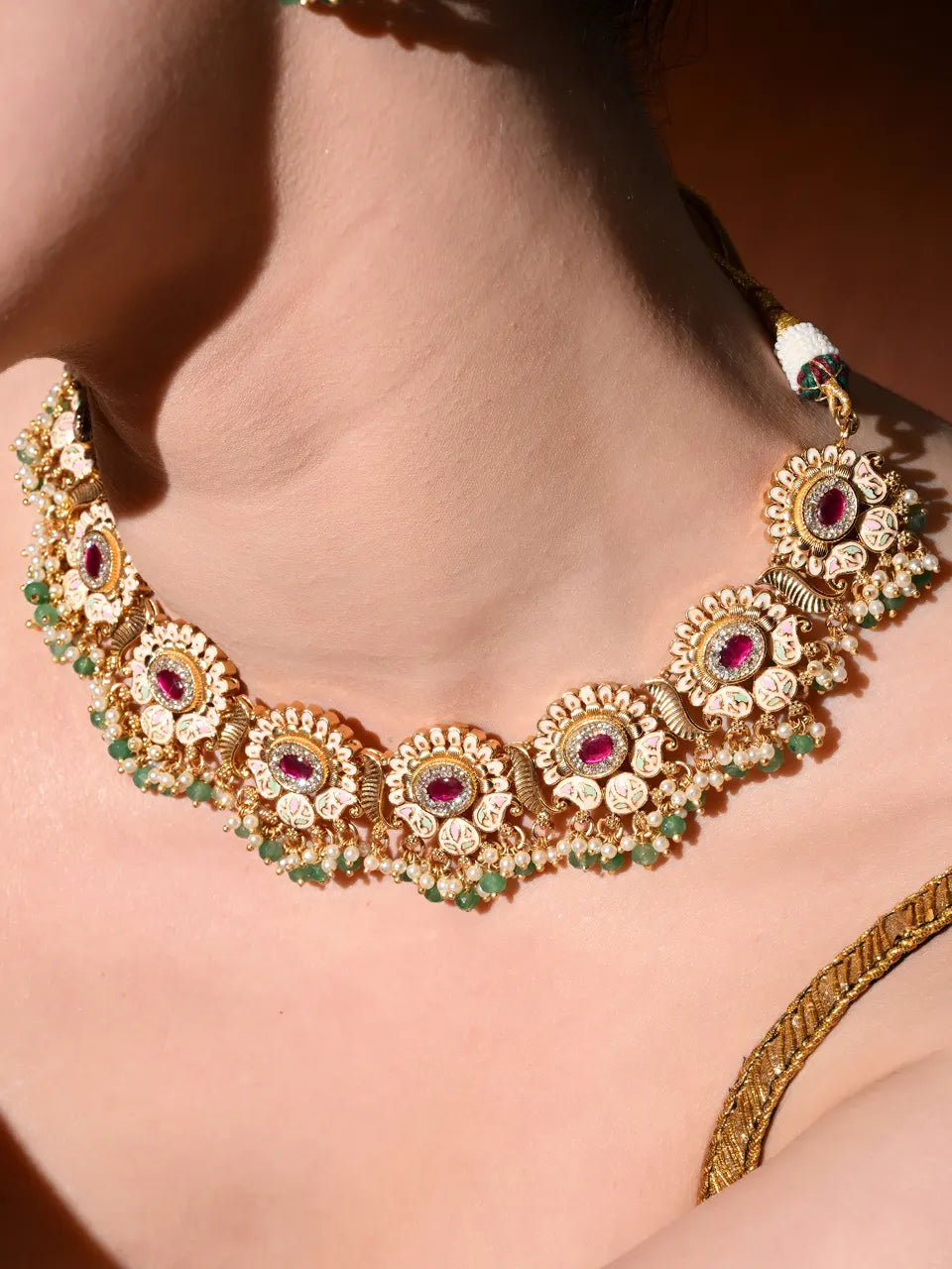 Ruby Royale Temple Necklace Set