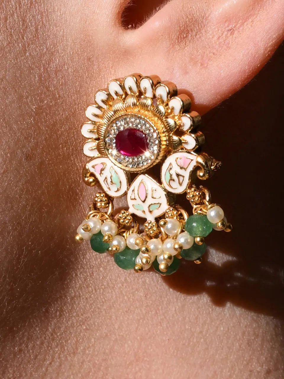 Ruby Royale Temple Necklace Set