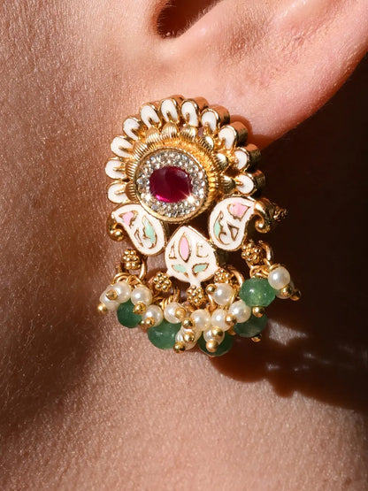 Ruby Royale Temple Necklace Set