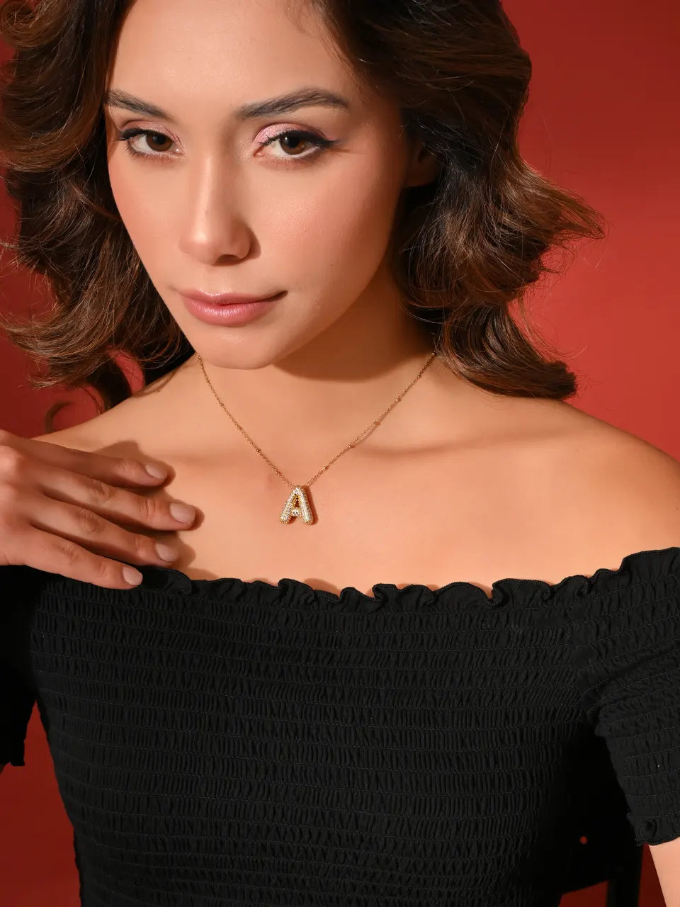 Crystal (A) Initial Pendant Necklace