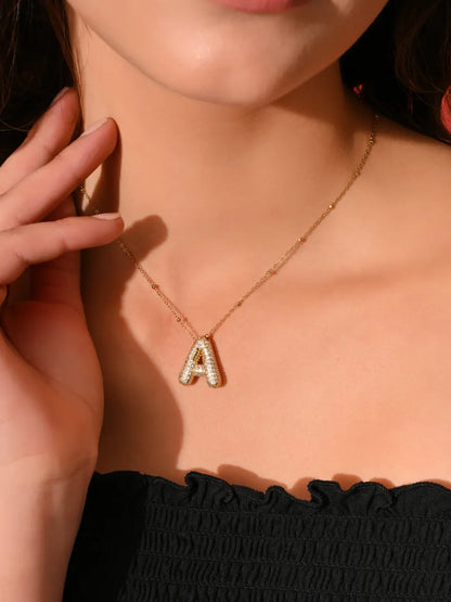 Crystal (A) Initial Pendant Necklace