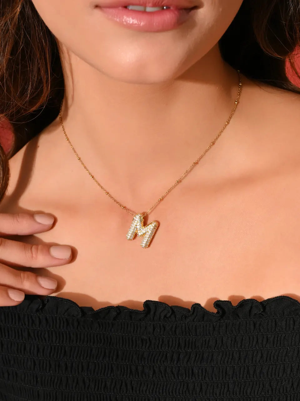 Crystal (M) Initial Pendant Necklace