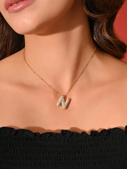 Crystal (N) Initial Pendant Necklace