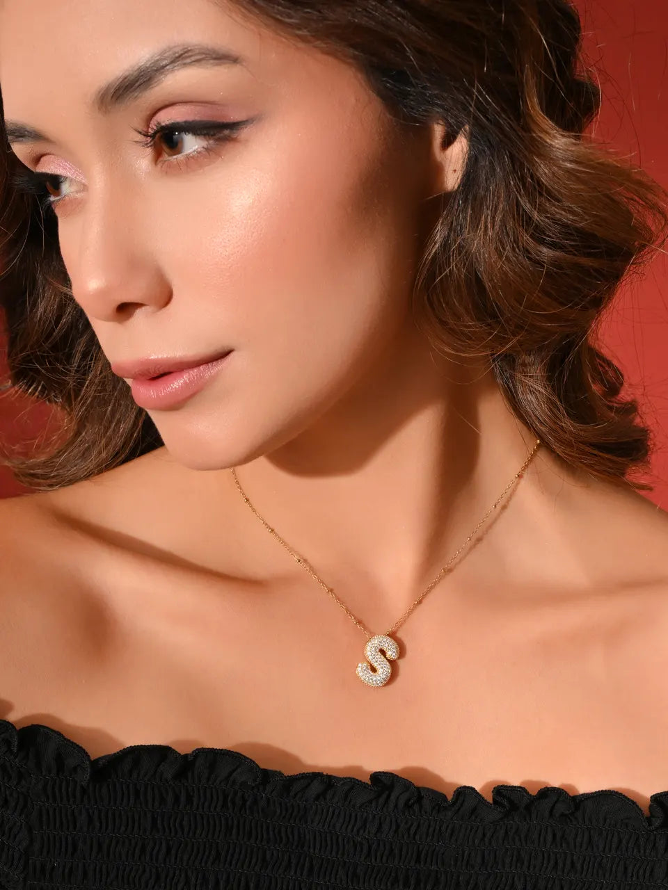 Crystal (S) Initial Pendant Necklace