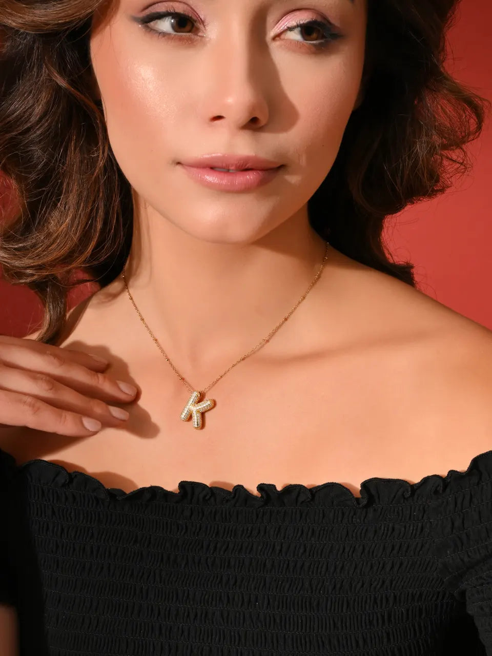 Crystal (K) Initial Pendant Necklace