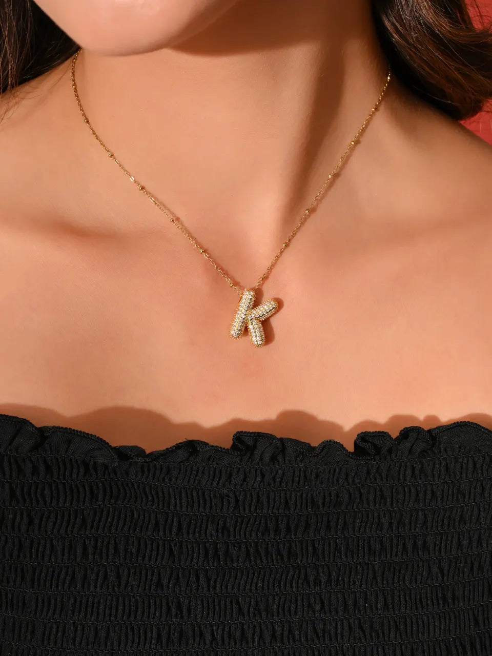 Crystal (K) Initial Pendant Necklace