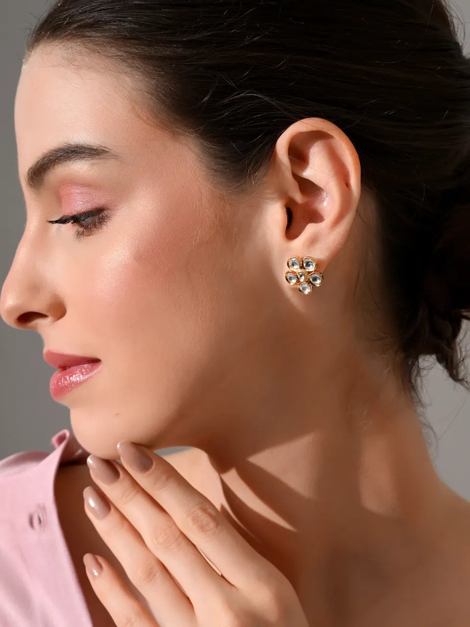 Crystal Bloom Kundan Stud Earrings