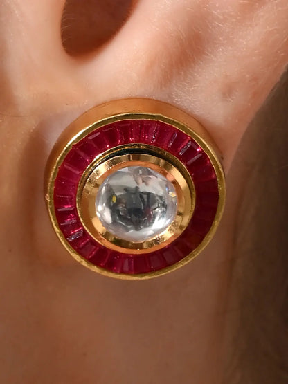 Ruby Radiance Kundan Stud Earrings