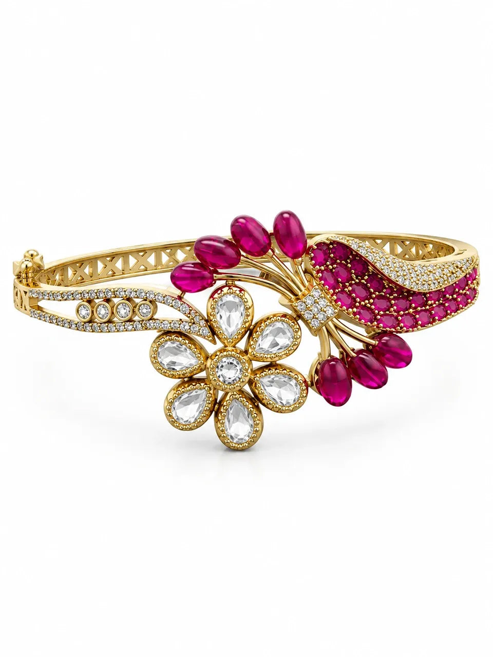 Ruby Bloom Floral Openable Bracelet