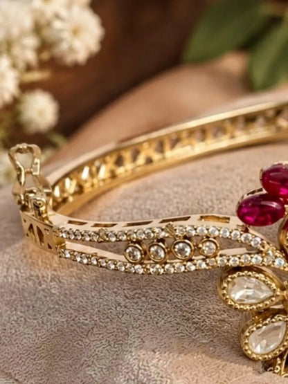 Ruby Bloom Floral Openable Bracelet