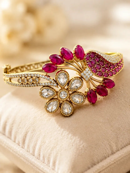 Ruby Bloom Floral Openable Bracelet