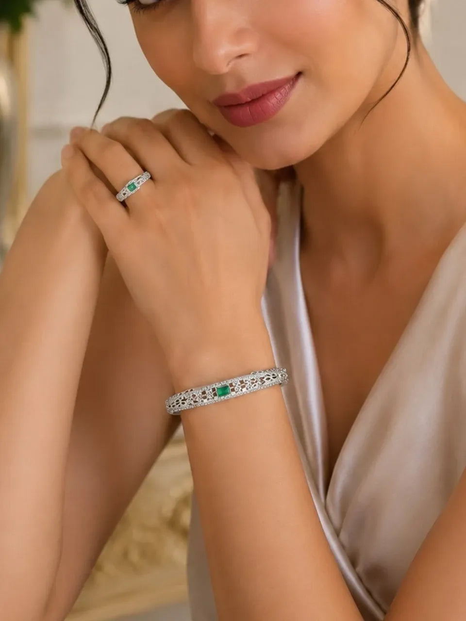 Emerald Luxe Bracelet and Ring Set