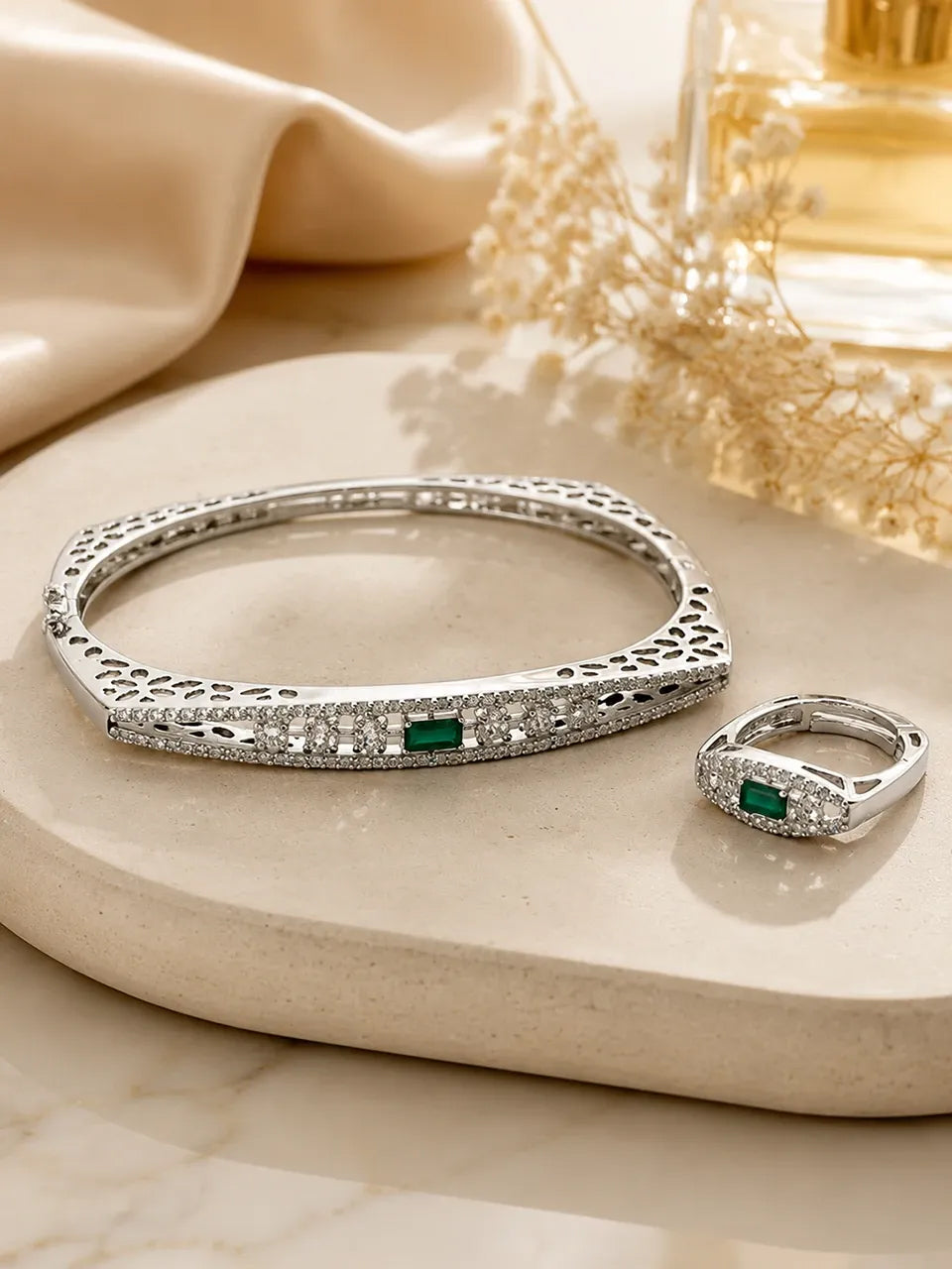 Emerald Luxe Bracelet and Ring Set