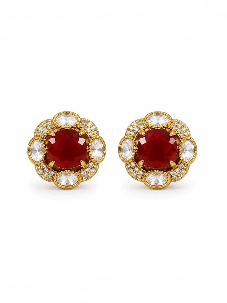 Ruby Red Stone Aura Studs
