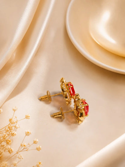 Ruby Red Stone Aura Studs