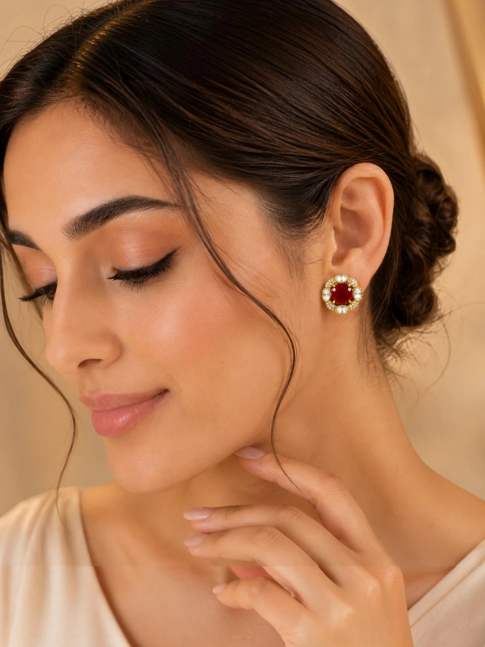 Ruby Red Stone Aura Studs