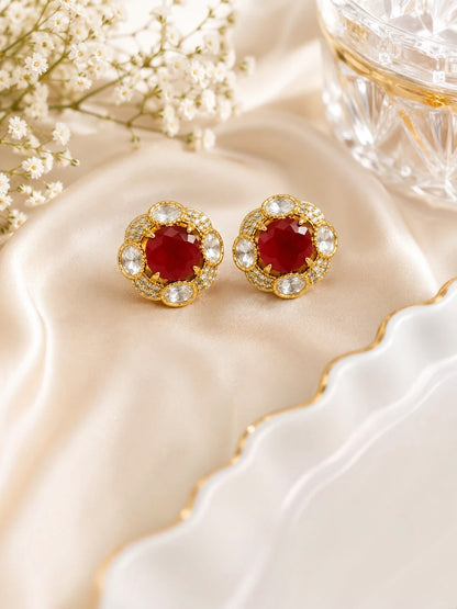 Ruby Red Stone Aura Studs