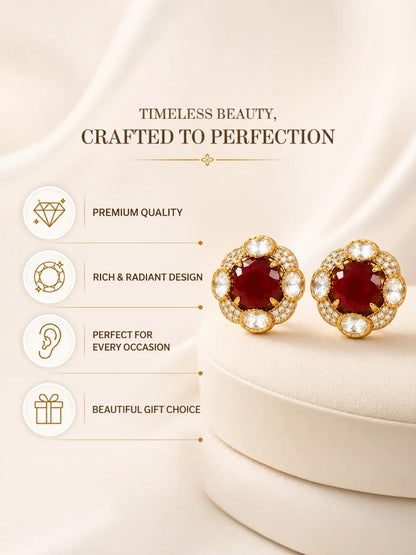 Ruby Red Stone Aura Studs